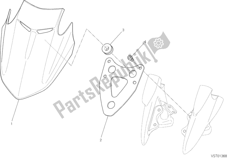All parts for the Windshield of the Ducati Diavel Carbon FL Thailand-Brasil 1200 2015